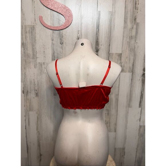 BP. Red Satin Crop Top Small | Adjustable Spaghetti Strap Cami Bralette - Picture 4 of 6